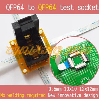 IC TEST QFP64 să QFP64 test socket QFP64 TQFP64 Teren=0,5 mm Dimensiune=10x10mm 12x12mm Nu de sudare