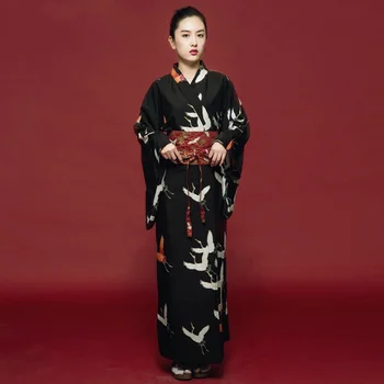Kimono japonez tradițional japonez kimono negru yukata sentiment nou haine obi Japoneză geisha costum haori
