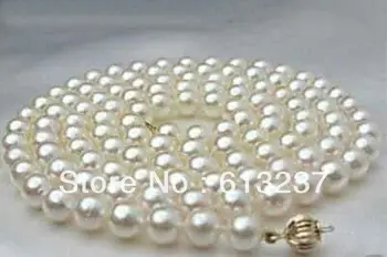 Livrare gratuita moda 8-9mm naturale de cultură de apă dulce pearl alb rotund margele colier pentru femei cadouri elegante 35inch MY4595