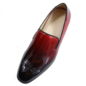 Moda Papadie Plat Low Top Aluneca pe Bărbați Mocasini din Piele de Brevet Gradient de Culoare Rochie Pantofi pentru Bărbați UE39-UE46