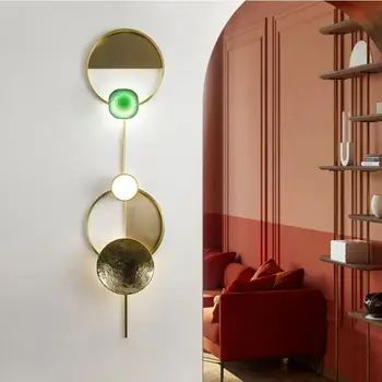 Modern lampă de perete de cupru galerie lampă decorativă living rotund de aur lumini cu LED-uri noi