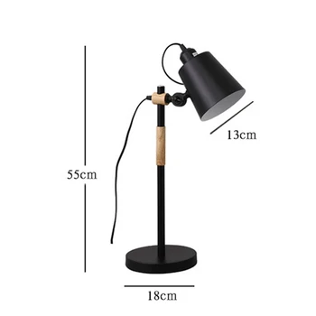 Modern Nordic Simplă Lampă de Masă din Lemn de Fier Reglabil Lampa de Birou LED E27 pentru Studiu Dormitor Salon de Librărie Hotel Noptiera Copii