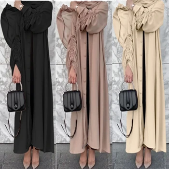 Modest Solid Deschide Abaya Kimono Dubai Turcia Musulmană Caftan Cardigan Rochii Pentru Femei, Casual, Halat Femme Caftan Islam Îmbrăcăminte