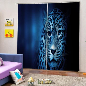 Morden tigru albastru perdele Perdele 3D set Pentru Pat cameră Living Birou, Hotel Casa de Perete Decorative Decora perdele 3d