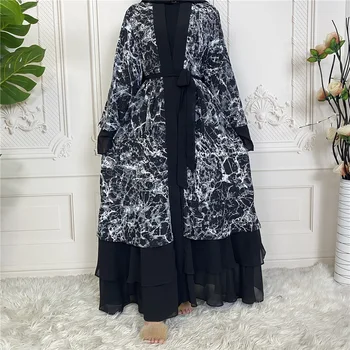 Mătase Deschide Abaya Kimono Musulman Ramadan Cardigan Hijab Rochie arabă Abayas pentru Femei Dubai Pakistanez Islam Îmbrăcăminte Djellaba Femme