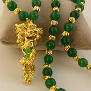 Natural rafinat nisip de aur de moda jadeS coliere dragon pilon lung lanț gros de aur durabil Colier de Aur Cadou+colier