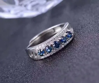 Naturale albastru bijuterie safir Inel de piatră prețioasă Naturale inel S925 argint la modă de lux matrice femei fata de nunta, cadou de Bijuterii