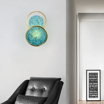 Nordic Albastru de Sticlă camera de zi Led Lampă de Perete Dormitor Restaurant de Perete de Lumină Acasă Decorare Design de Artă de montare pe Suprafață Mansardă Tranșee