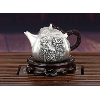 Oală de argint 999 argint lucrate manual, set de ceai Japonez retro ceainic ceainic acasă ceremonia ceaiului Kungfu set de ceai 200ml