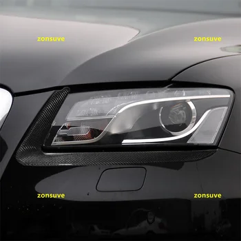 Pentru Perioada 2010-2018 Audi Q5 Pleoape Faruri Pleoape Fața Garnitura Capac Autocolant Fibra De Carbon De Styling Auto Accesorii