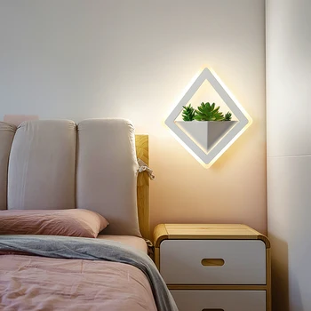 Planta cu LED-uri Lumini de Perete Corpuri Nordic Rotund Alb Nordic Stilul de Condus Lămpi de Perete pentru Camera de zi Dormitor Interior Acasă Decor Modern
