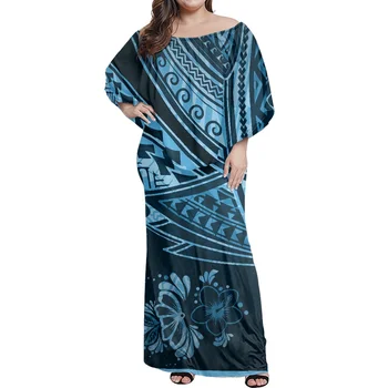 Prețul franco fabrică Femei Petrecere de Vara Eleganta de Club Rochie Bodycon Samoană Puletasi Polineziene Nou Design Albastru Volan Rochie de Streetwear
