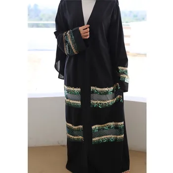 Produse Islamice Deschide Dantela Gol Afară Broda Musulman Set Pentru Femei Abayas Pentru Femei Femeie Musulmană Chandals Turcia Abaya Cm145