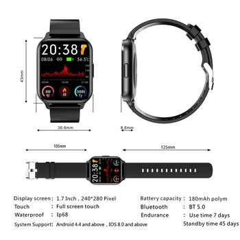 Q26 Ceas Inteligent Femei Bărbați 1.7 inch Ecran Mare de Fitness Tracker Tensiunii Arteriale Monitor de Ritm Cardiac Sport Smartwatch Pentru Android IOS