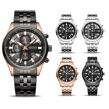 Relojes Hombre 2020 MEGIR Ceasuri Barbati Brand de Lux Cronograf Sport de sex Masculin Ceasuri Impermeabil din Oțel Inoxidabil Cuarț Bărbați Ceas