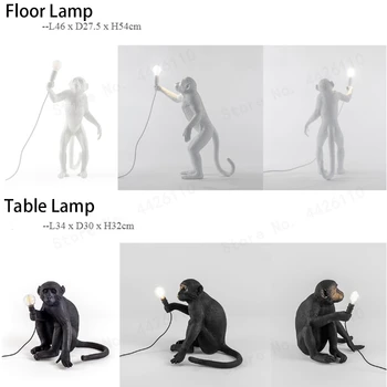 Rășină CONDUS Maimuță Lampă de Masă Lumină Alb-Negru Frânghie de Cânepă Lampa Living Agățat Lămpi Art Salon, Camera de Studiu luciu E27