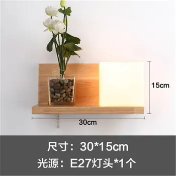 Stil japonez lemn Raft sticla Cub de led-uri lampă de perete cu Trageți comutatorul de mansardă dormitor noptieră lumina sala hol baie corp de iluminat