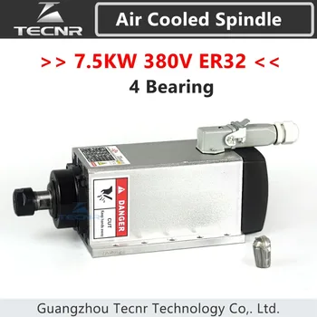 TECNR 4buc Rulmenti 7,5 kw 380v aer rece ax motor ER32 cnc mașină de frezat cu flansa de montare a axului motor