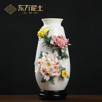 Tradiționale de lut vaza ceramica articole de mobilier dehua vârf de cuțit de flori meserii acasă cameră de zi cu TV arca bogat antice cadru