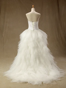 Tul Etaj Lungime Sirenă Sweetheart rochie de Mireasa fără Mâneci Baghete Lace up Rochie de Mireasă Personalizate Poze Reale SL-W801