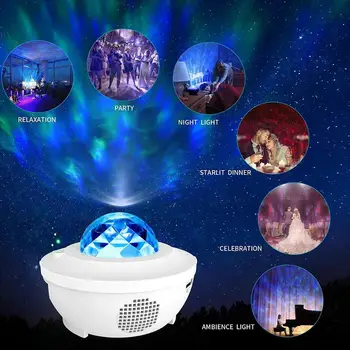 USB LED Star Lumina de Noapte Muzica Înstelat Val de Apă Proiector Lumina compatibil Bluetooth Activat de Sunet-Difuzor Proiector de Lumina