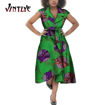 Vara Africa Stil Tricou Femei Rochii Ankara Imprimare Dashiki Rochii de Mari Dimensiuni fără Mâneci Doamna Africane Rochii de Partid WY6235